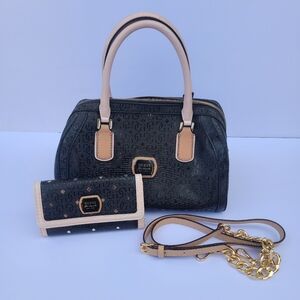 GUESS Black and Pink Women's Handbag Wallet Set NWOT